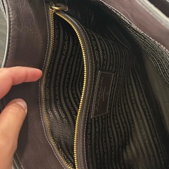 Prada Gray Laptop Bag with Black Accents
